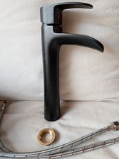 Modern  Bathroom Sink Taps Black Waterfall Basin Mixer Tap Brass Tall Faucet