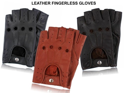 Real leather fingerless gloves - fingerless,