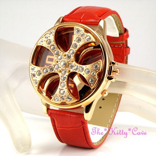 Gents mens red leather gold - gents,