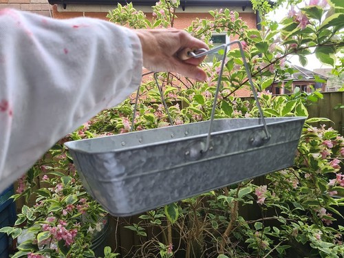 Galvanised metal trug tray - metal,