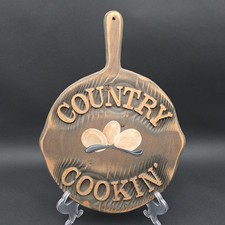 Carved Wood Kitchen Sign Plaque Country Cookin Hand Painted Eggs Signed 15"