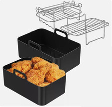 8PCS Air Fryer Rack & Grills Steel Baking Pot Dual Basket Accessories For Ninja