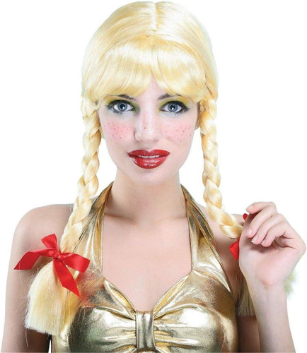Blonde pigtail wig - wig, women