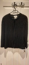 BNWT, Papell Boutique Evening Jacket, Black With Embroidered Beads, Size M