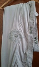 Indian Saree Without Blouse Grey Silver