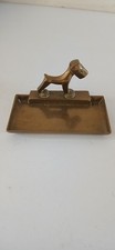 Art Deco Box Terrier Pin Tray Brass 1930s  Vintage 90 X 45mm