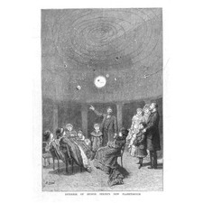 LONDON Interior of Signor Perini's New Planetarium - Antique Print 1880