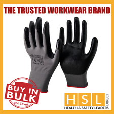 HSL DIRECT PREMIUM 100% NITRILE COATED SAFETY WORK GLOVES GARDENING BUILDERS 
