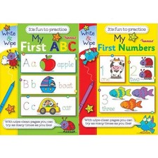 Kids Learning Books ABC Numbers Writing Reading Wipe Clean Pages A4 Pre School