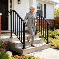 Iron handrail garden steps - handrail,