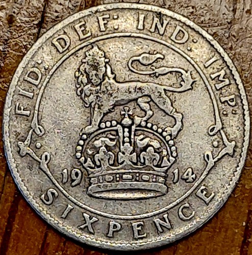 1914 king george sixpence - king, 6d