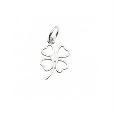 Sterling Silver Hollow Lucky Four Leaf Clover Love Hearts Shamrock Charm Pendant