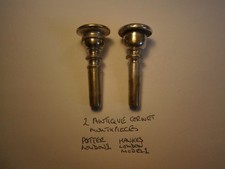 2 Antique Cornet Mouthpieces with traditional Cups HAWKES Model 1 +Potter London