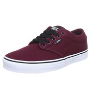 VANS Atwood Mens Canvas Skater Trainers Plain Shoes Lace Up Plimsolls Oxblood