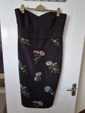 Womens Black Floral Bodycon Strapless Boobtube Dress, Oasis, Size 18, Ex Con