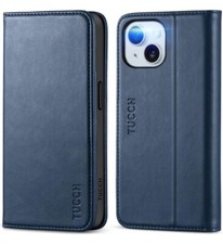 TUCCH JY Case for iPhone 15 PU Wallet Mobile Case,Card slot,Kickstand Blue