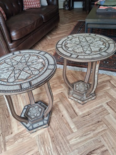 Pair round side lamp inlaid - round,