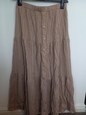 Womens Gypsy Maxi Skirt Botton Front Detail Stone Colour Shein Size L