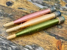 3 Vintage Silk Wooden Bobbins