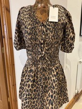 Damson Madder Leopard Print Tie Mini Dress Size UK16