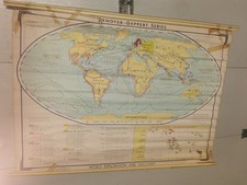 LARGE OLD SCHOOL WALL MAP EDUCATIONAL World Exploration