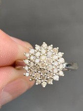 9ct Gold Diamond 1ct Cluster Ring, 9k 375 Heavy 5.7g