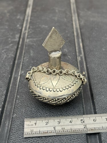 White metal perfume bottle - metal,