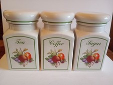 Johnson Brothers Fresh Fruit Tea Coffee and Sugar Ceramic Storage Jars. VGC.