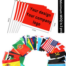 CUSTOM PRINTED PERSONALISED MINI HAND FLAG | ANY DESIGN-Free | ANY SIZE