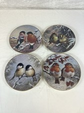 Set Of 4 Bradford Exchange Winter Christmas Themed Bird Collector Plates