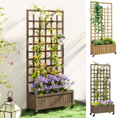 Wooden trellis planter raised - wooden,