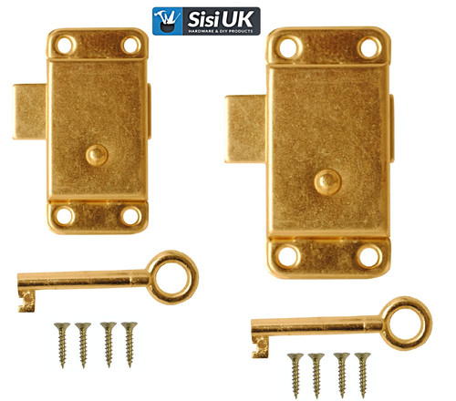 Brass wardrobe lock key 50mm - brass,