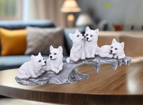 Litter white wolf pups - of,