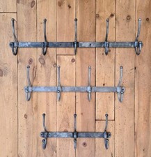 Vintage industrial Hand Forged style metal coat hook rail rack peg hanger