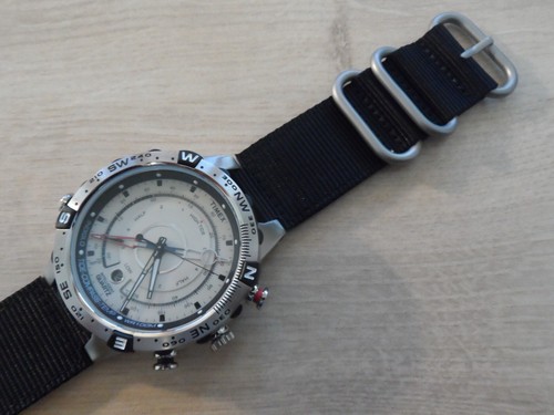 Black nylon military watch - military,