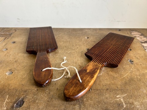 Antique wooden butter pats - wooden,