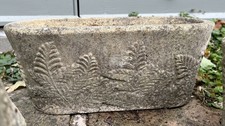 4 x Cast Stone Weathered GARDEN  PLANTERS - Raised Fern Decoration - Good Colour