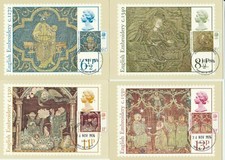 1976 CHRISTMAS MEDIEVAL EMBROIDERY PHQ CARDS 1018 - 1021