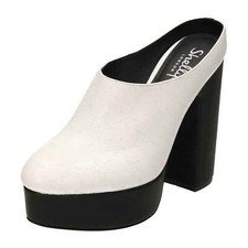 Womens White Leather Platform