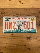 Vintage Florida - Save the Manatee - US License Plate HWZ 601