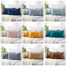 Velvet Pom Pom Boudoir Cushion