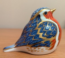 Royal Crown Derby robin paperweight silver stopper