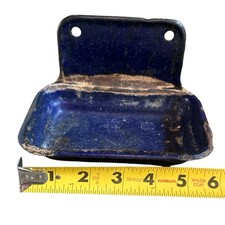 Vintage Blue Graniteware Enamel Soap Dish Holder Wall Hang Enamelware Bathroom