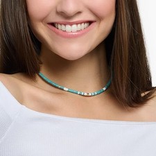 Thomas Sabo Necklace Charm Club Sterling Silver Turquoise Stone Authentic RRP180