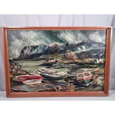 Loch Carron & Plockton Oil Painting – Signed James A Gunn c.1964 (36"x24")