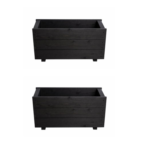 Deep wooden trough planters - deep,