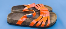 Betula Birkenstock orange patent leather slip on slider sandals UK size 6 NEW