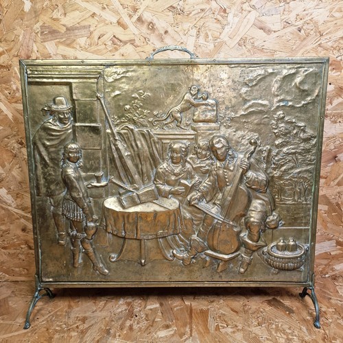 Vintage brass fire screen - vintage,