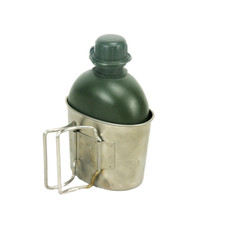 Dutch Army Water Bottle & Stainless Steel Mug - Canteen - MRE - Ration - Camping