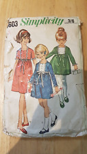Vintage Simplicity 60's sewing paper pattern girls dress for 6 years old